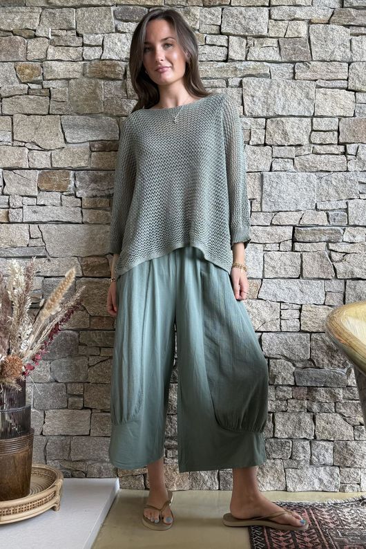 Conrad Grunge Loose Cotton Knit Khaki